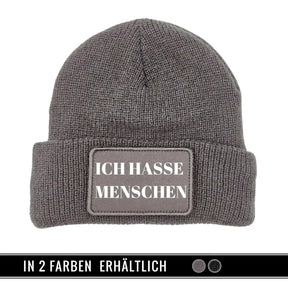 Mütze Beanie | Ich hasse Menschen Grau Geschenkidee Weihnachten