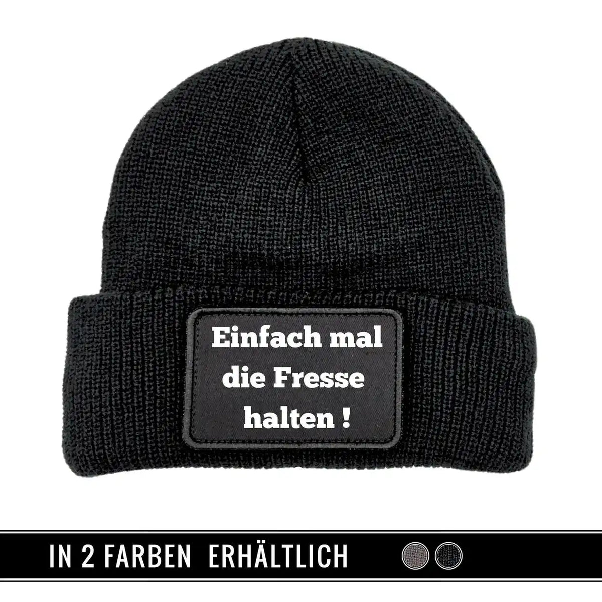 Mütze Beanie | Einfach mal die Fresse halten Schwarz Geschenkidee Weihnachten