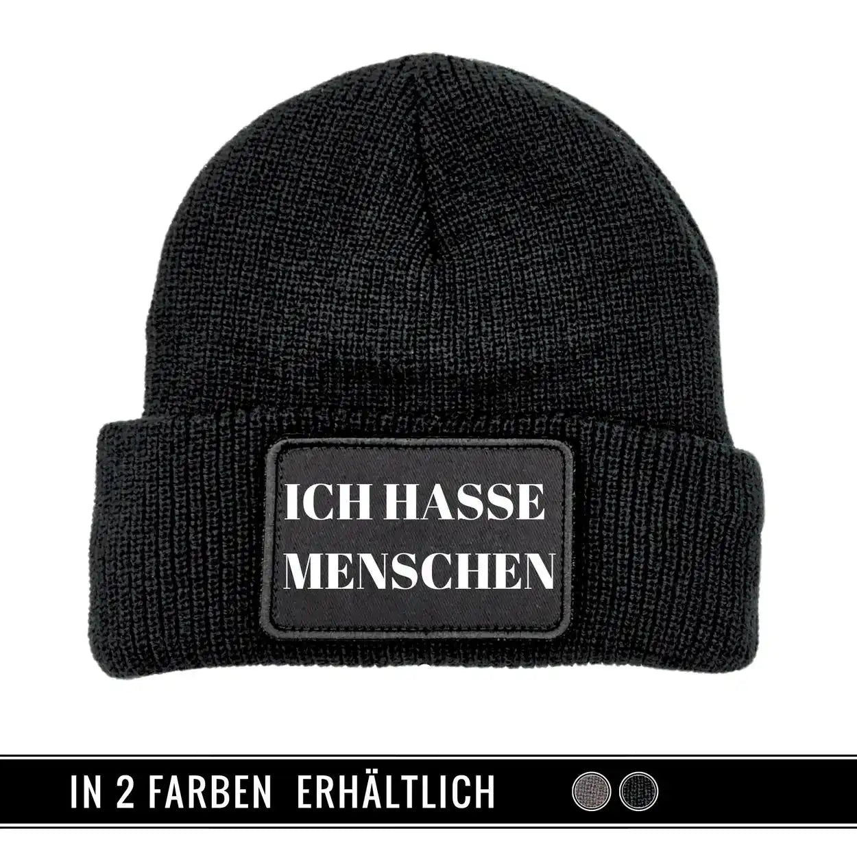 Mütze Beanie | Ich hasse Menschen Schwarz Geschenkidee Weihnachten