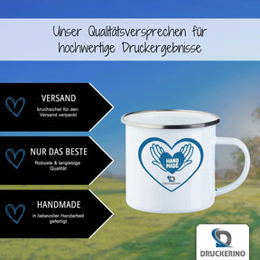 Löwenfreund Emaille Tasse für Kinder personalisiert Emailletasse Druckerino   