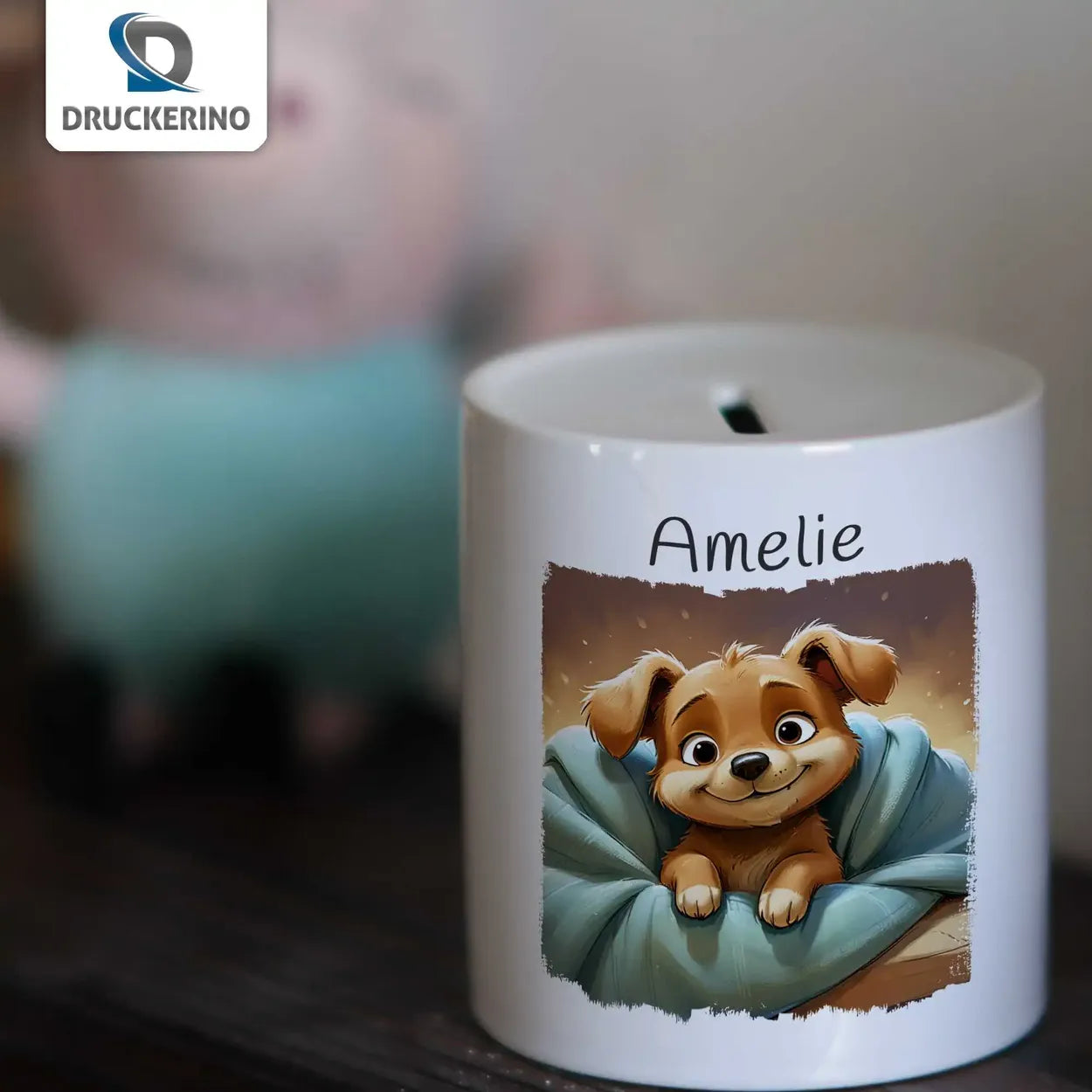 Spardose mit Namen | Kuschelwelpe | mit Namen personalisiert | Spardose Kind  Geschenkidee Weihnachten