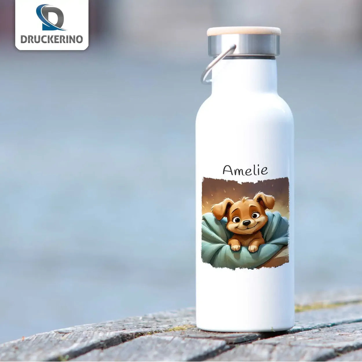 Abenteuer Buddy Thermo Trinkflasche für Kinder personalisiert Thermoflasche Druckerino   