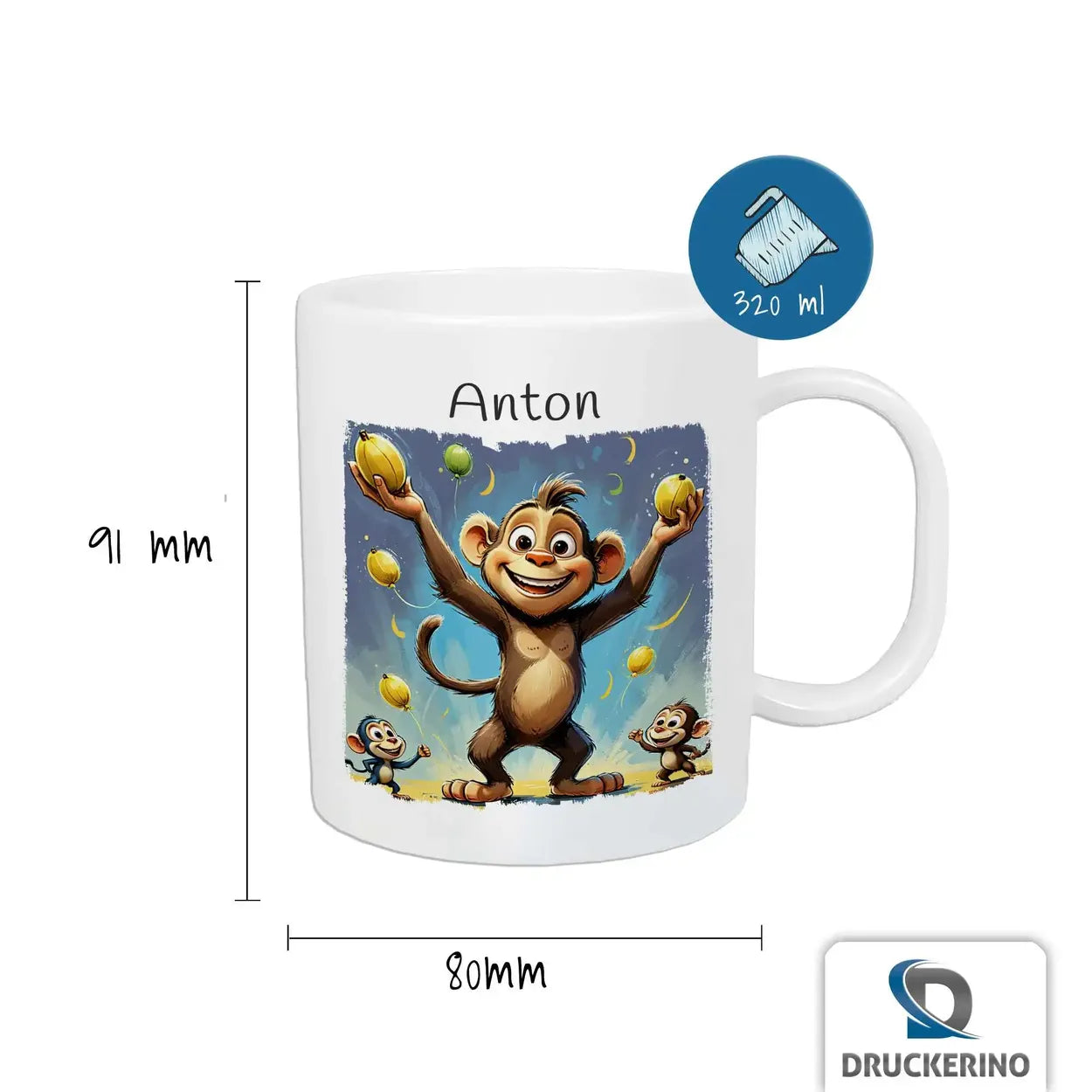 Tasse mit Namen | Affenspaß im Dschungel | Personalisierte Kindertasse | Tasse Geschenkidee | 320ml  Geschenkidee Weihnachten