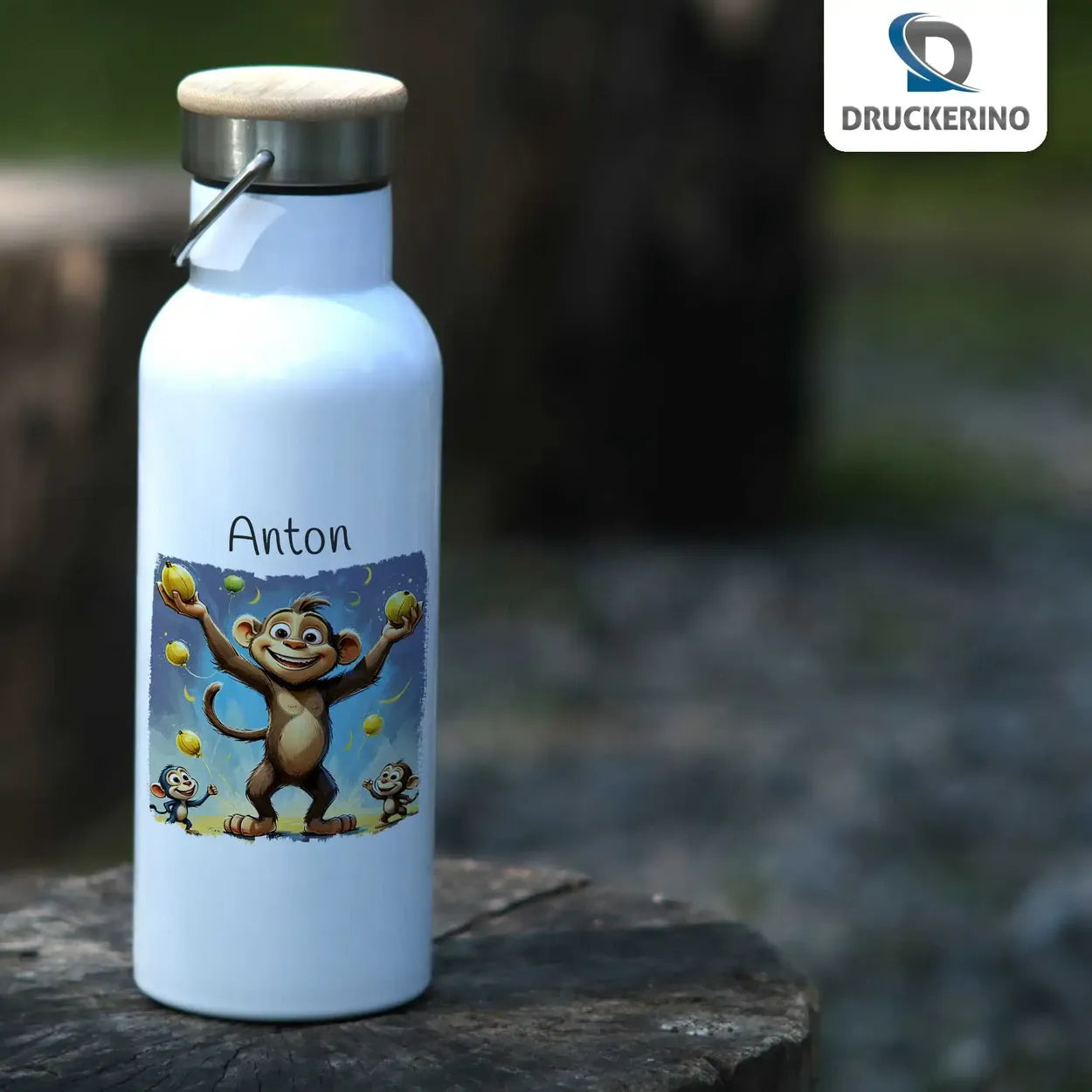 Abenteuer-Buddy Thermo Trinkflasche für Kinder personalisiert Thermoflasche Druckerino   