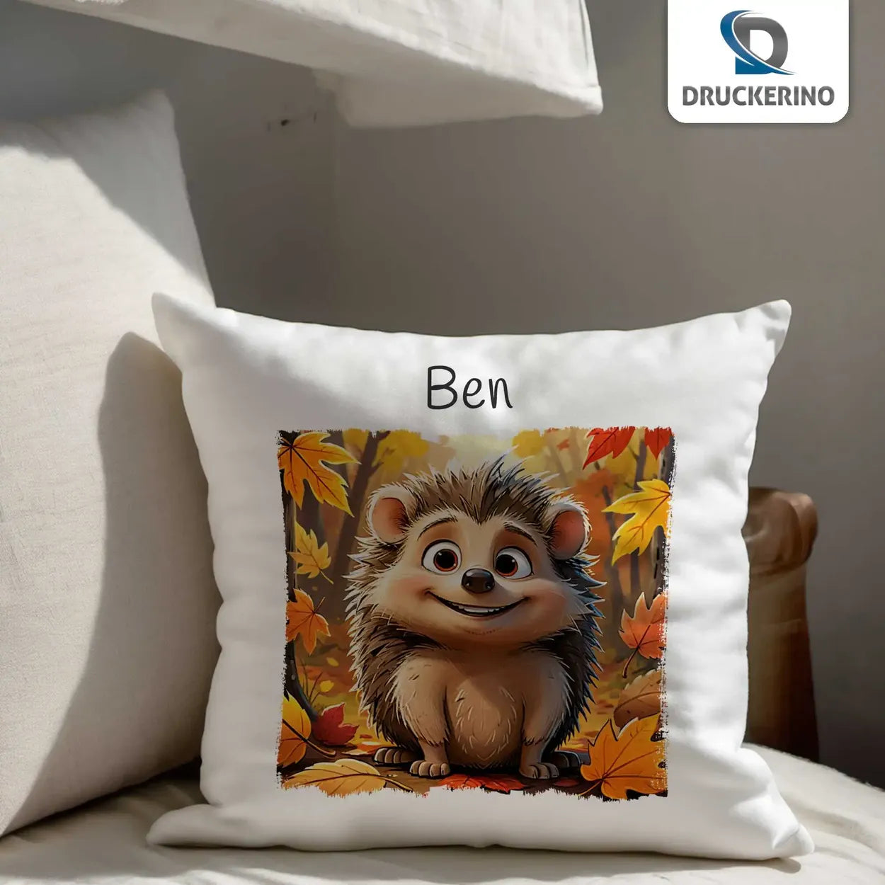 Kissen personalisiert mit Name | Traumwald Igel | Kissenhülle | personalisierbare Kindergeschenke | 40x40 cm Geschenkideen