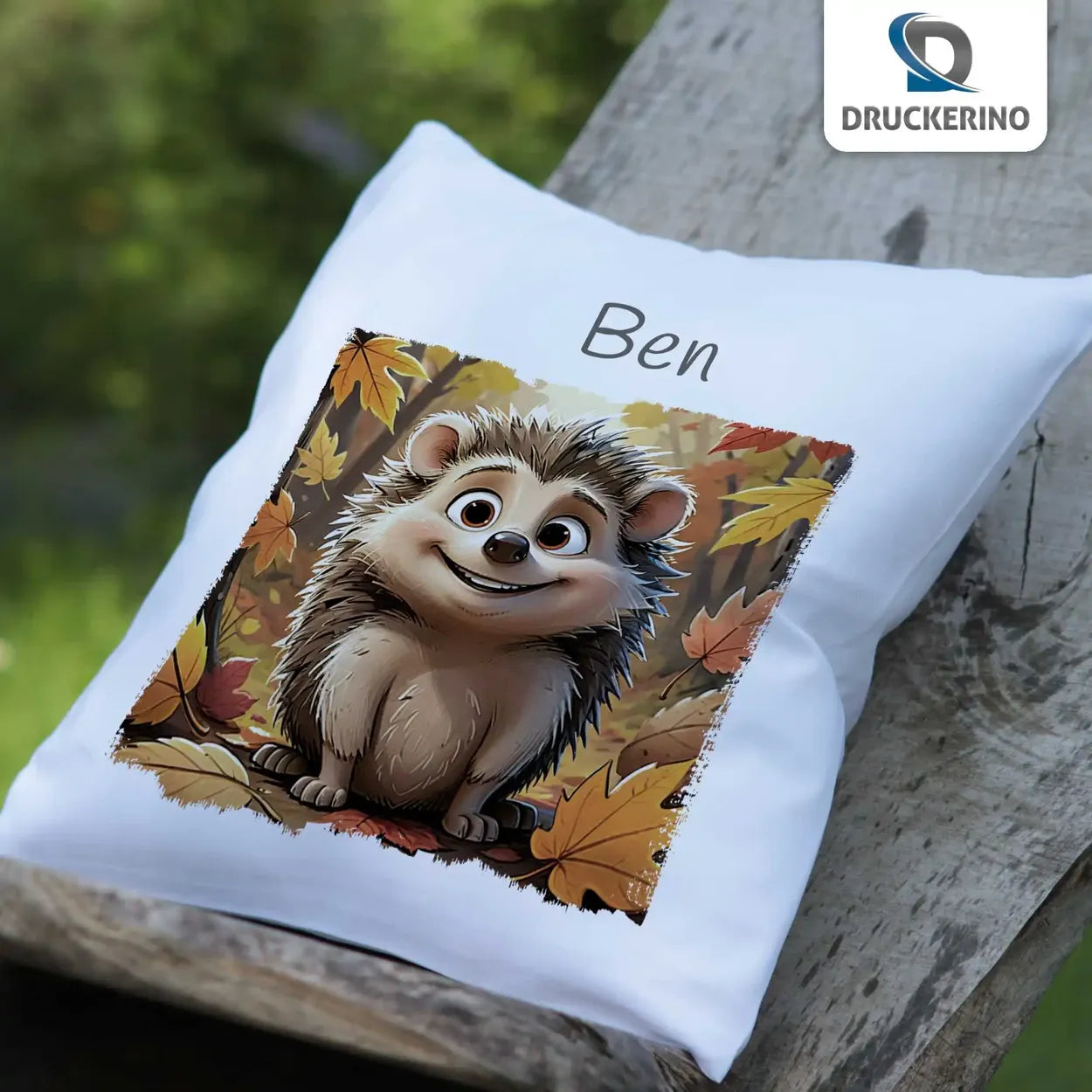 Kissen personalisiert mit Name | Traumwald Igel | Kissenhülle | personalisierbare Kindergeschenke | 40x40 cm Geschenkideen