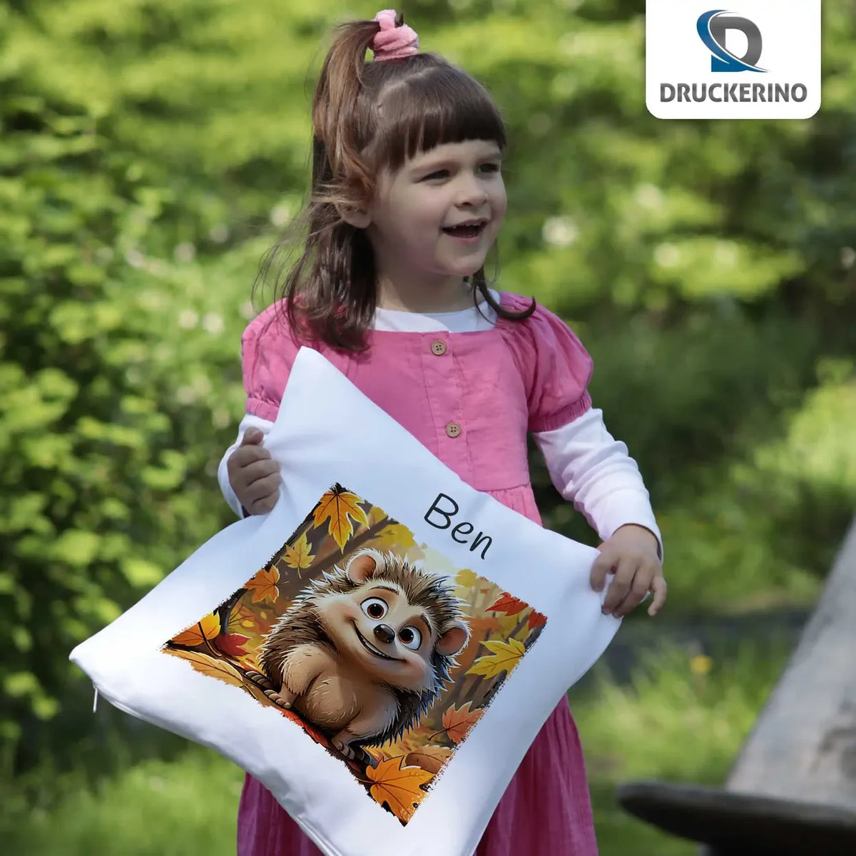 Traumwald Igel Kissen für Kinder mit Namen personalisiert