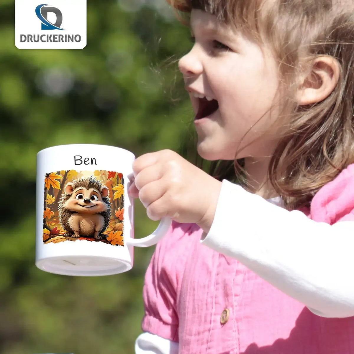 Tasse mit Namen | Herbstigel Abenteuer | Tierbilder | personalisierte Tasse Kinder | 320ml Kunststofftassen Druckerino   