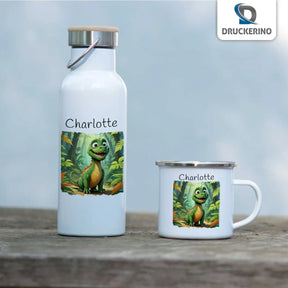 Tasse aus Emaille | Dino-Abenteuer | Tassen personalisieren | Geschenk personalisier  Geschenkidee Weihnachten