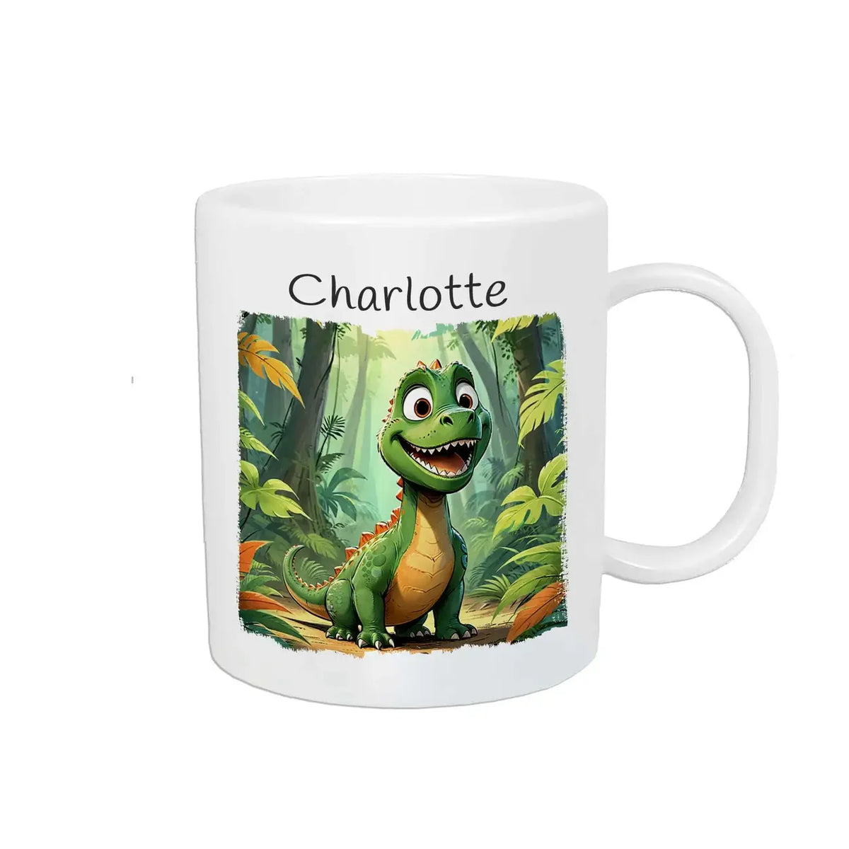 Personalisierte Tasse Kinder | Dschungelfreund Dino | personalisierbare Kindergeschenke | Kindertasse frei von BPA | 320ml Kunststofftassen Druckerino   