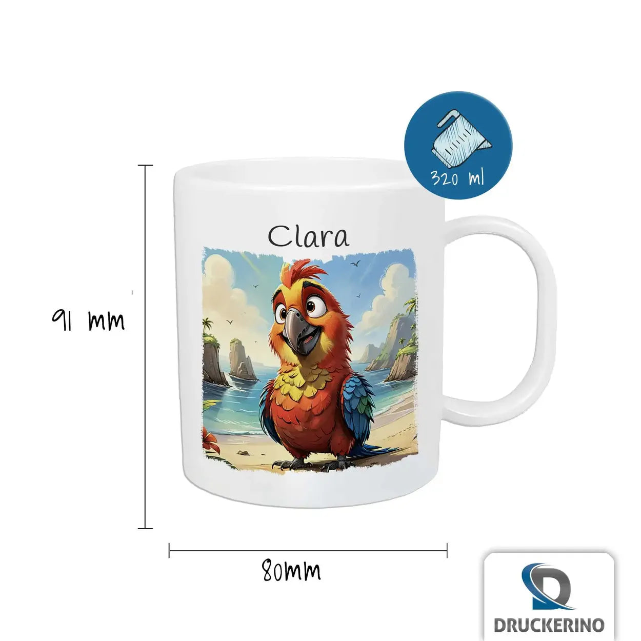 Personalisierte Tasse Kinder | Abenteuer Piratenpapagei | Kindertasse | Geschenke zur Taufe | 320ml  Geschenkidee Weihnachten