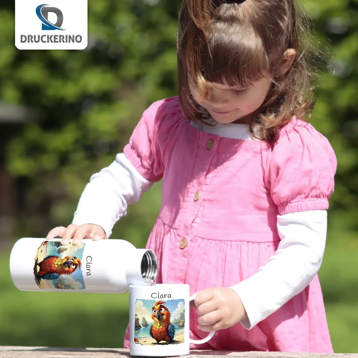 Zauberwald Thermo Trinkflasche für Kinder personalisiert Thermoflasche Druckerino   