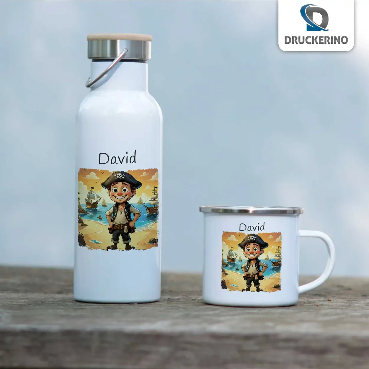 Emaille Tasse personalisiert | Piratenabenteuer | Kindergeburtstag kleine Geschenke | Personalisierte Geschenke Geschenkideen