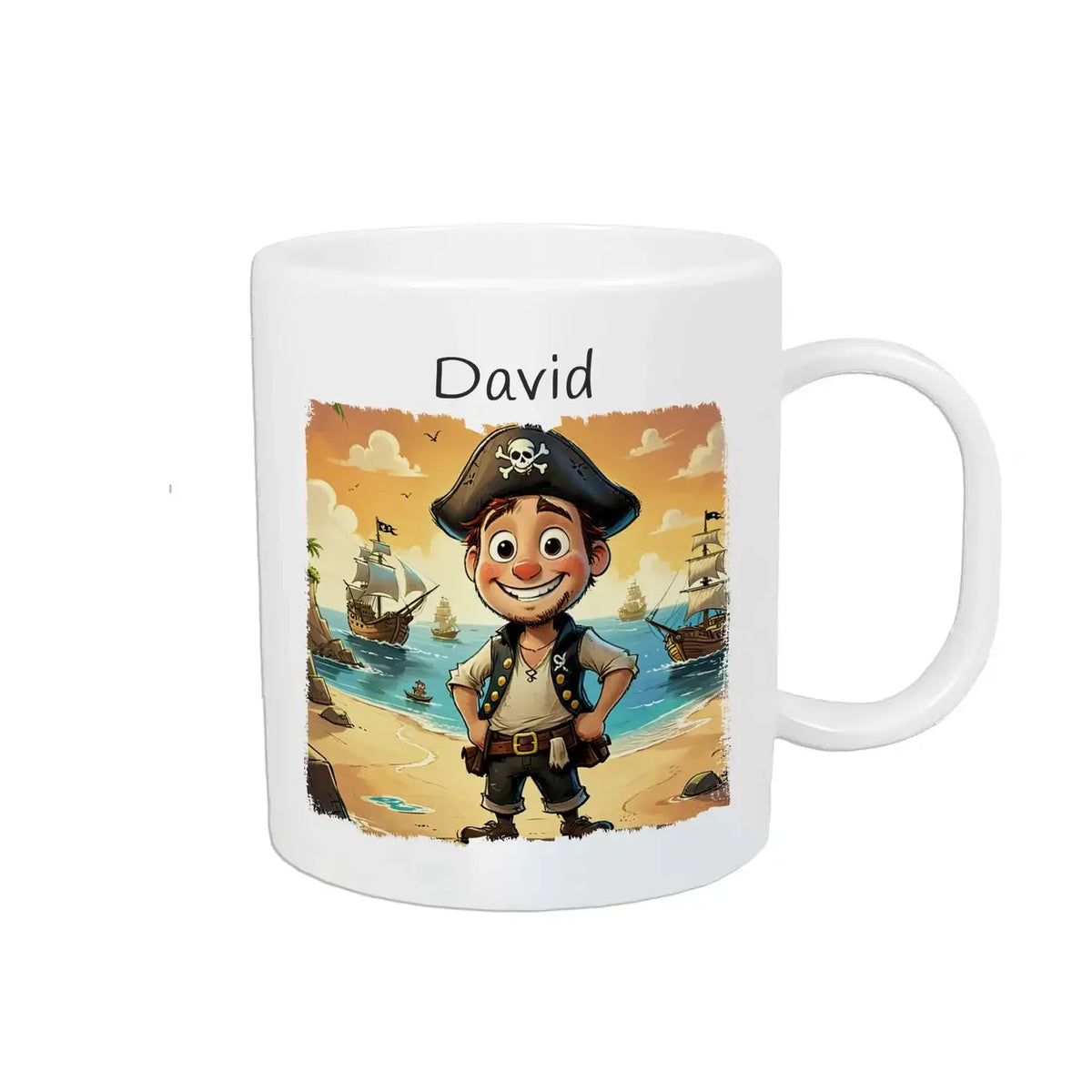 Tasse für Kinder | Piratenabenteuer | Tassen mit Namen | Abschiedsgeschenk Kita | 320ml Kunststofftassen Druckerino   