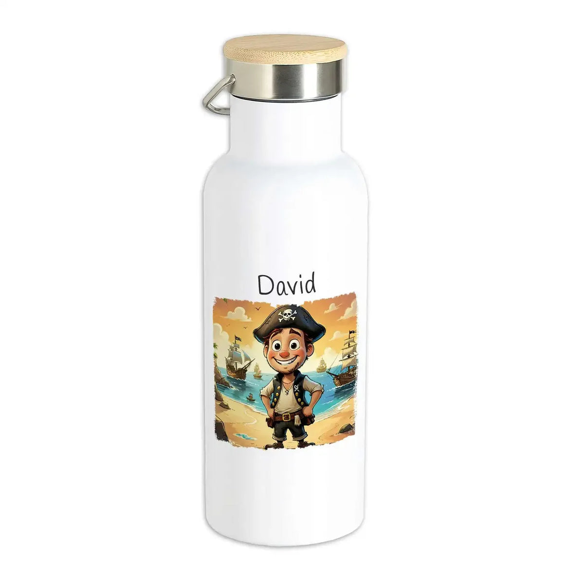 Piratenabenteuer Thermo Trinkflasche für Kinder personalisiert Thermoflasche Druckerino   