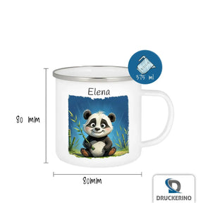 Emaille Tasse personalisiert | Pandabär Abenteuer | Emaille Tasse personalisiert mit Name | personalisierte Tasse Geschenkideen