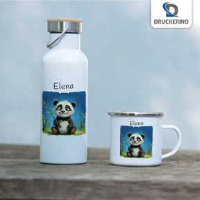 Emaille Tasse personalisiert | Pandabär Abenteuer | Emaille Tasse personalisiert mit Name | personalisierte Tasse Geschenkideen