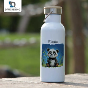 Kinder Trinkflasche | Pandabär-Abenteuer | mit Namen personalisiert | Thermosflasche | 500ml Geschenkideen