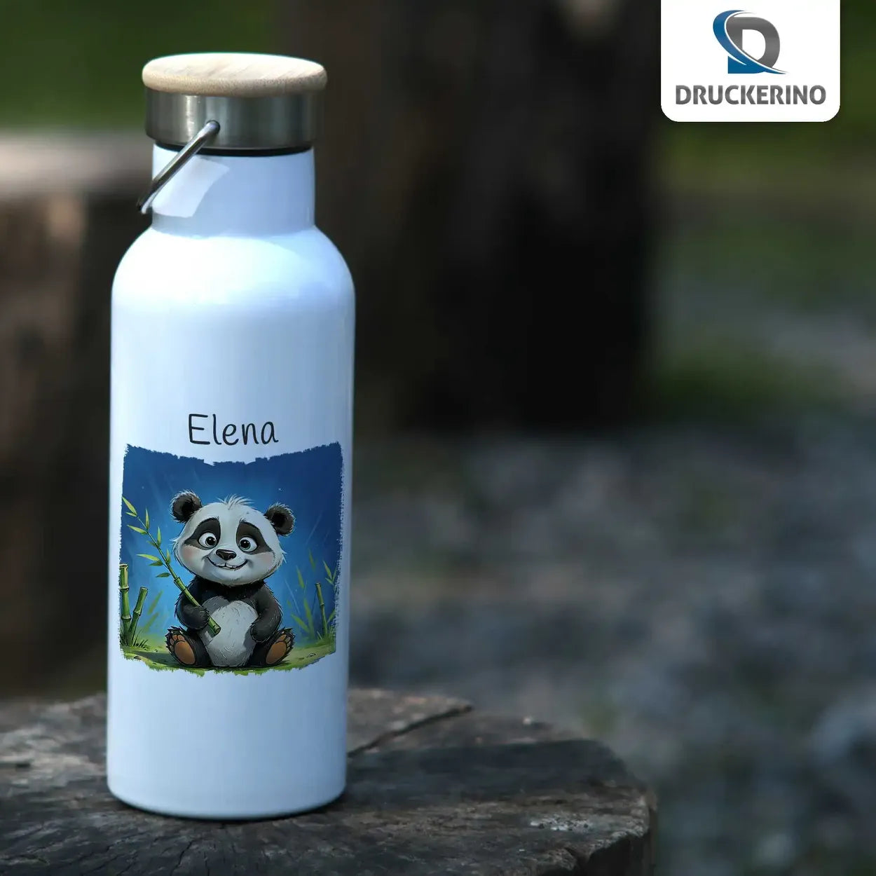 Kinder Trinkflasche | Pandabär-Abenteuer | mit Namen personalisiert | Thermosflasche | 500ml Geschenkideen