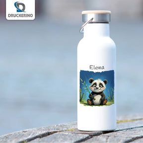 Kinder Trinkflasche | Pandabär-Abenteuer | mit Namen personalisiert | Thermosflasche | 500ml Geschenkideen