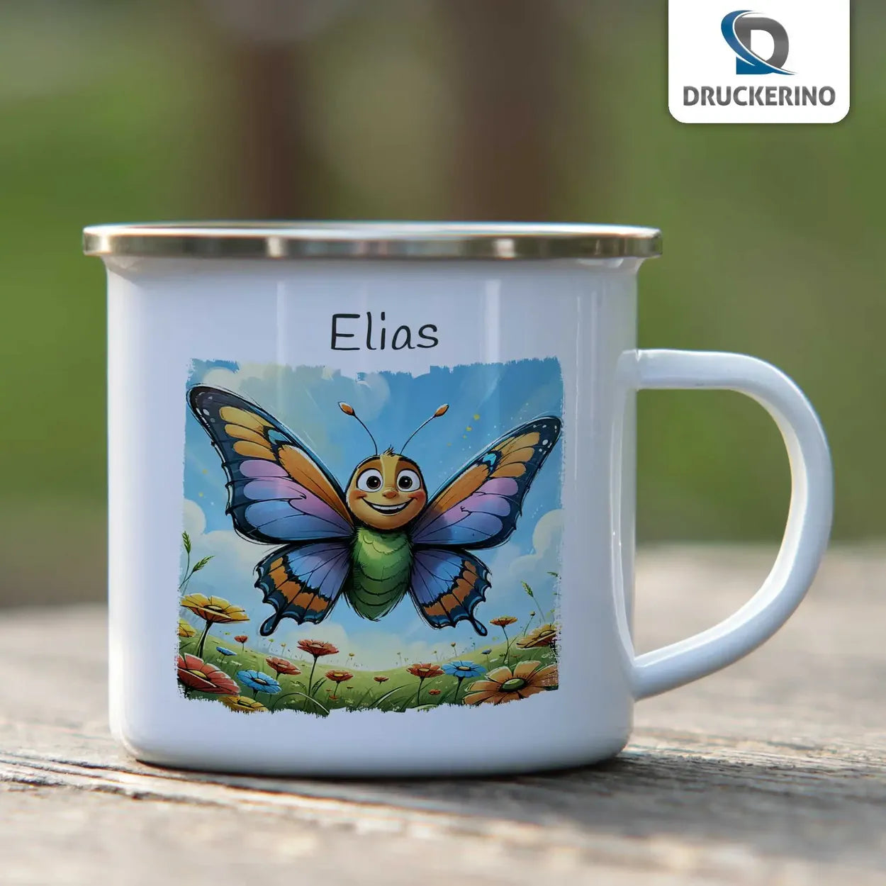 Emaille Tasse mit Namen | Zauberflügel | Emaille Tasse | personalisierbare Kindergeschenke Emailletasse Druckerino   