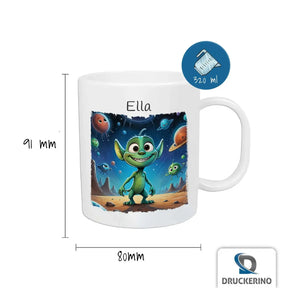 Kindertasse personalisiert | Weltraumabenteuer | Tasse für Kinder | Tassen mit Tiermotiv | 320ml Geschenkideen