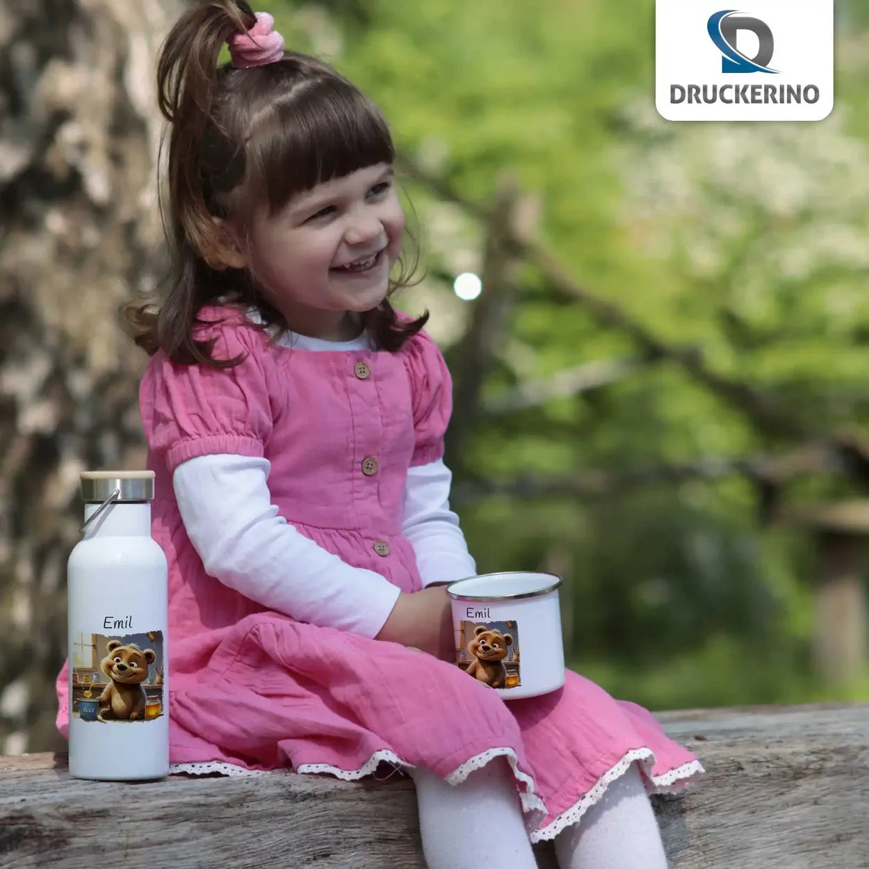 Abenteuerbärchen Thermo Trinkflasche für Kinder personalisiert Thermoflasche Druckerino   