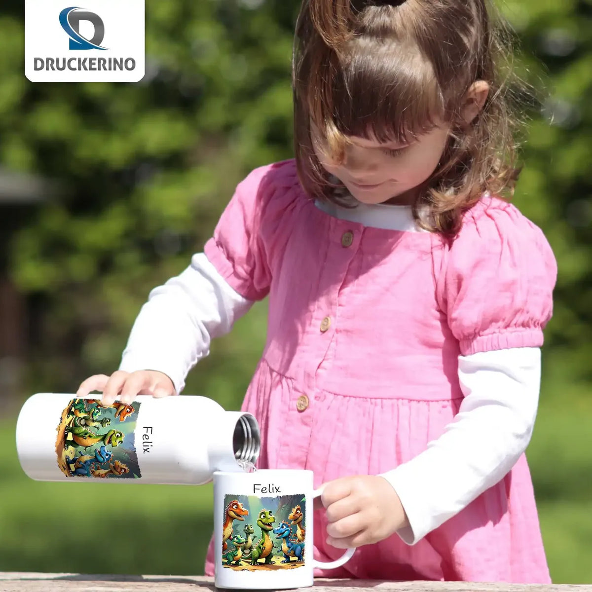 Dschungelfreunde Trinkflasche - Thermo Trinkflasche für Kinder personalisiert Thermoflasche Druckerino   
