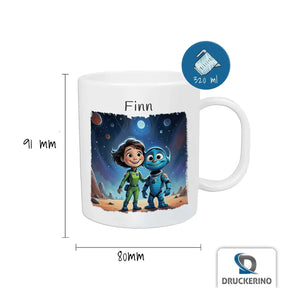 Becher personalisiert | Weltraumabenteuer | Personalisierte Kindertasse | Tasse Geschenkidee | 320ml  Geschenkidee Weihnachten