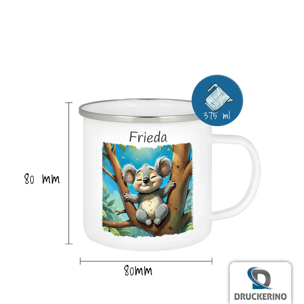 Kindertasse | Abenteuer Koala | personalisierte Tasse Kinder | Emailletasse | süße Tierbilder Geschenkideen