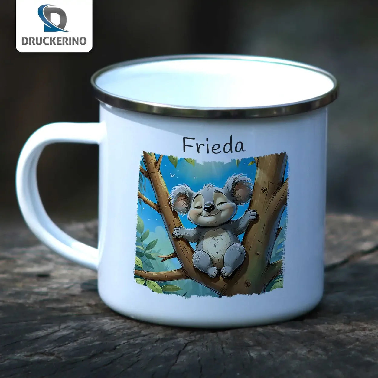 Kindertasse | Abenteuer Koala | personalisierte Tasse Kinder | Emailletasse | süße Tierbilder Geschenkideen