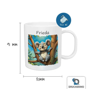 Abenteuer Koala - Kindertasse mit Namen - Tasse personalisiert Kunststofftassen Druckerino   