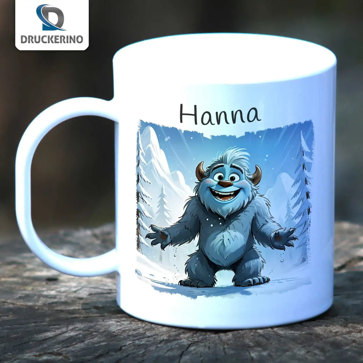 Kindertasse mit Namen | Schneemonster-Abenteuer | personalisierbare Kindergeschenke | Kindertasse frei von BPA | 320ml Geschenke