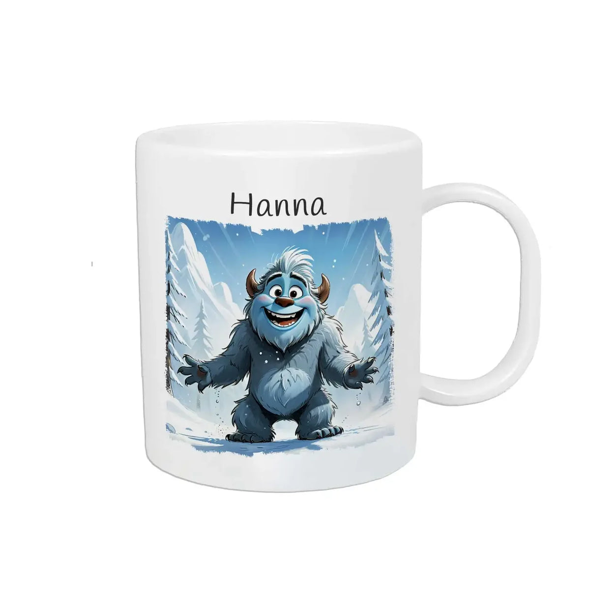 Kindertasse mit Namen | Schneemonster-Abenteuer | personalisierbare Kindergeschenke | Kindertasse frei von BPA | 320ml Kunststofftassen Druckerino   