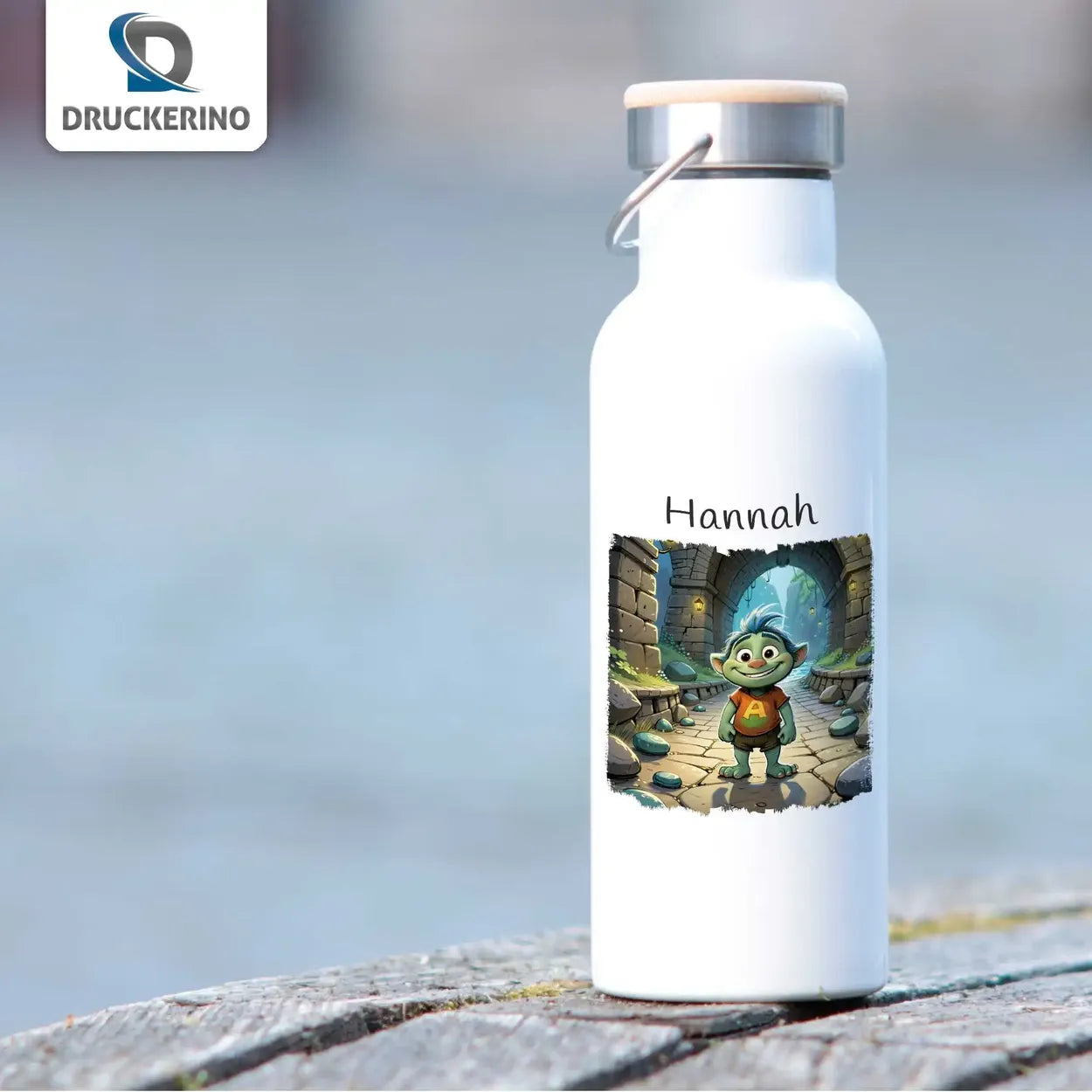 Abenteuerkelch Thermo Trinkflasche für Kinder personalisiert Thermoflasche Druckerino   