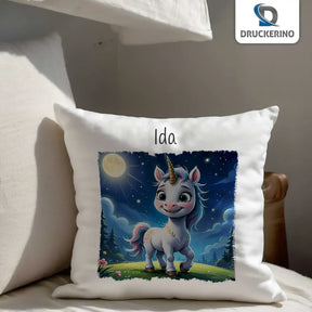 Kuschelkissen Kinder | Traumzauber Einhorn | Kindergeburtstag Geschenke | Kissen personalisiert mit Name | 40x40 cm Geschenkideen