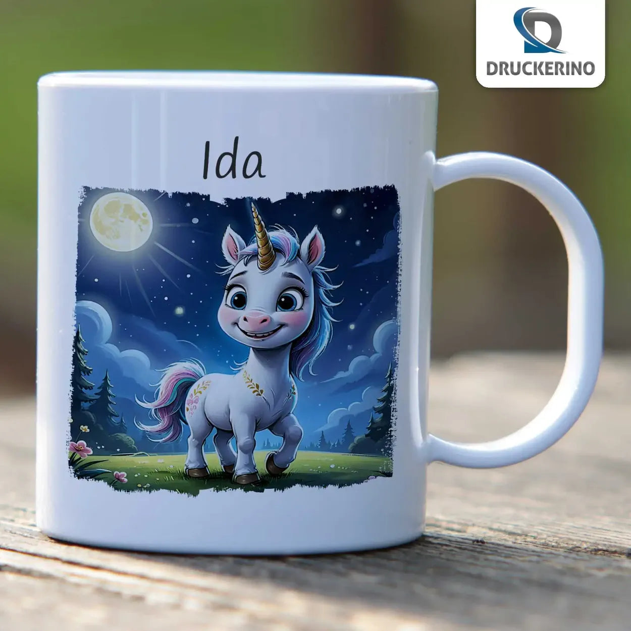 Tasse für Kinder personalisiert | Mondzauber Einhorn | Tassen mit Namen | Abschiedsgeschenk Kita | 320ml  Geschenkidee Weihnachten