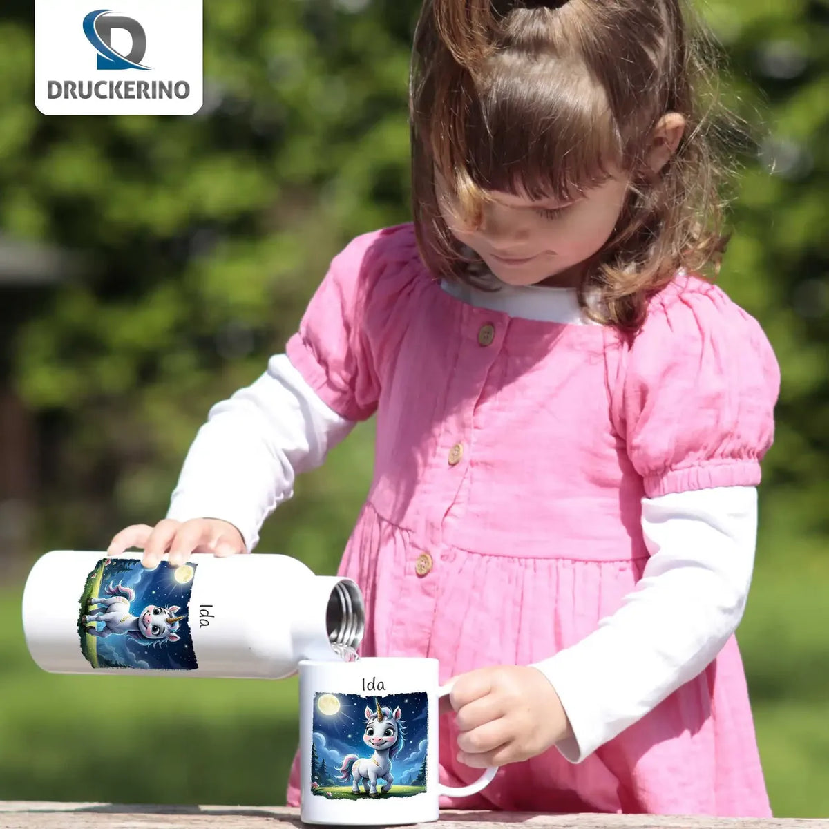 Zauberwelten Thermo Trinkflasche für Kinder personalisiert Thermoflasche Druckerino   