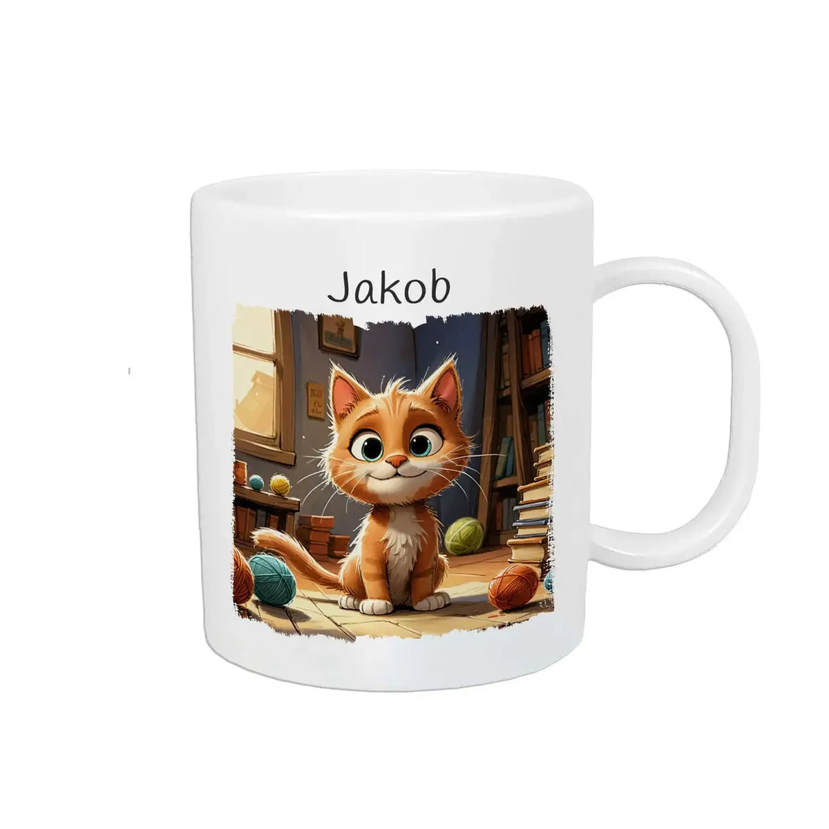 Tasse für Kinder personalisiert | Abenteuerzeit Kätzchen | personalisierte Kindertassen | Personalisierte Geschenke | 320ml Kunststofftassen Druckerino   