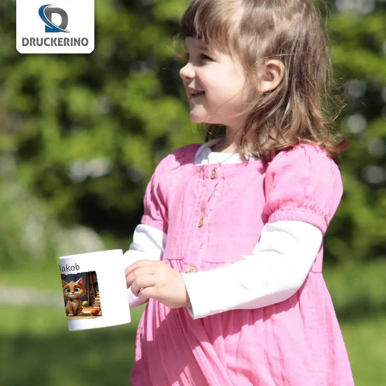 Abenteuerzeit Kätzchen - Kindertasse mit Namen - Tasse personalisiert Kunststofftassen Druckerino   