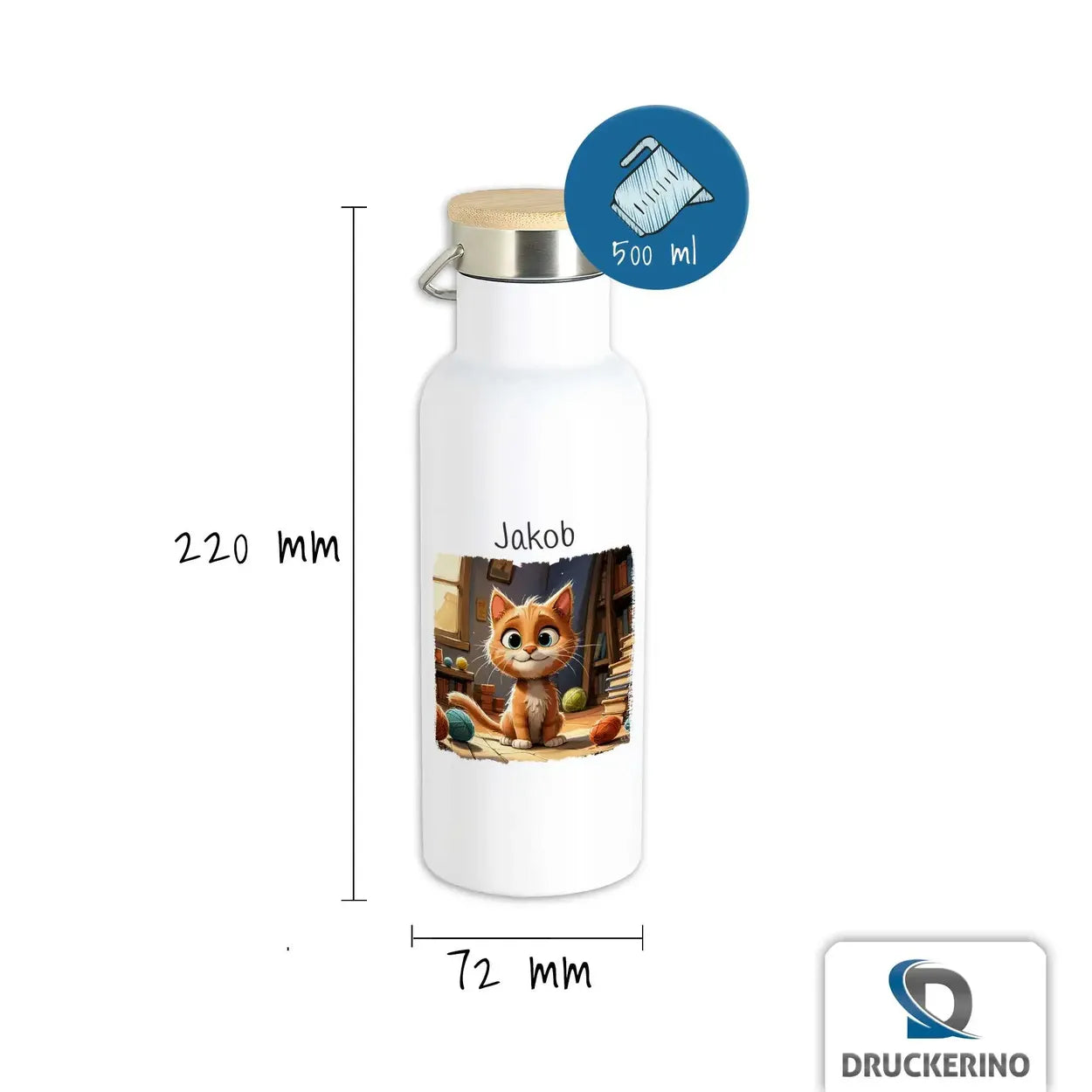 Abenteuerbuddy Thermo Trinkflasche für Kinder personalisiert Thermoflasche Druckerino   