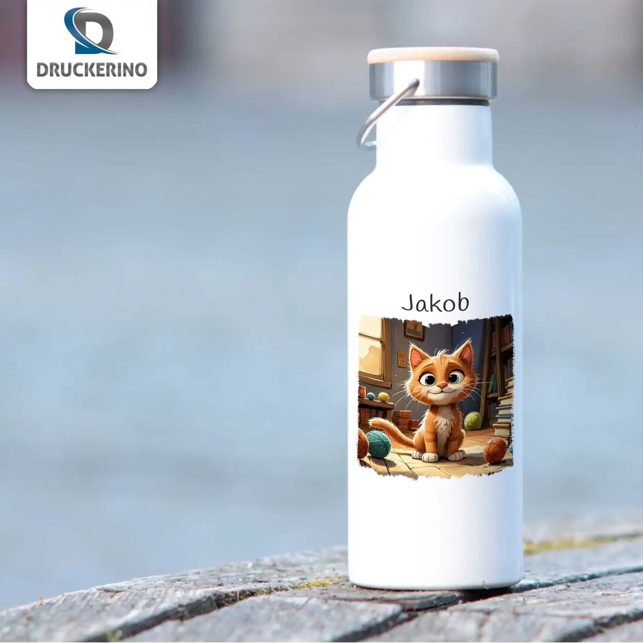 Abenteuerbuddy Thermo Trinkflasche für Kinder personalisiert Thermoflasche Druckerino   