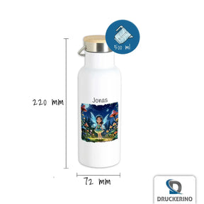 Trinkflasche mit Namen | Fantasiewelt Abenteuer | Thermosflasche | mit Wunschnamen | 500ml  Geschenkidee Weihnachten