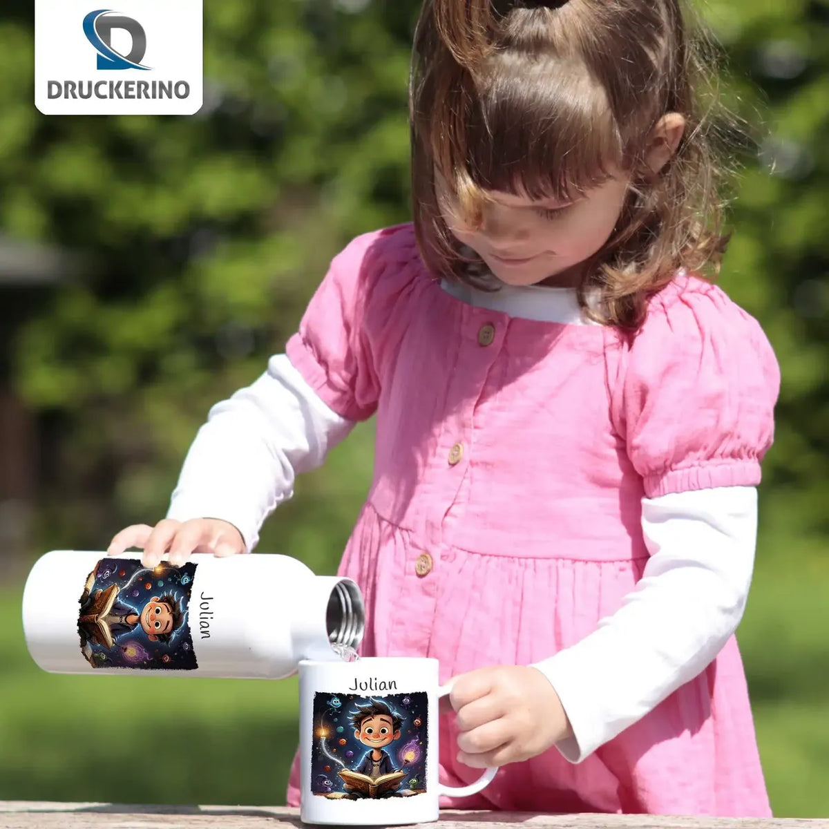 Buchmagie Thermo Trinkflasche für Kinder personalisiert Thermoflasche Druckerino   