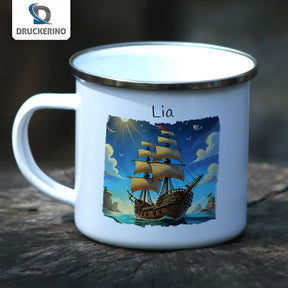 Emaille Tasse mit Namen | Kleine Seefahrer | Emaille Tasse | personalisierbare Kindergeschenke Geschenkideen