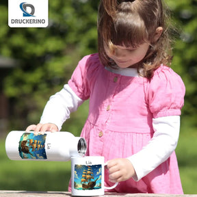 Personalisierte Tasse Kinder | Segelschiff-Abenteuer | personalisierbare Kindergeschenke | Kindertasse frei von BPA | 320ml Kunststofftassen Druckerino   