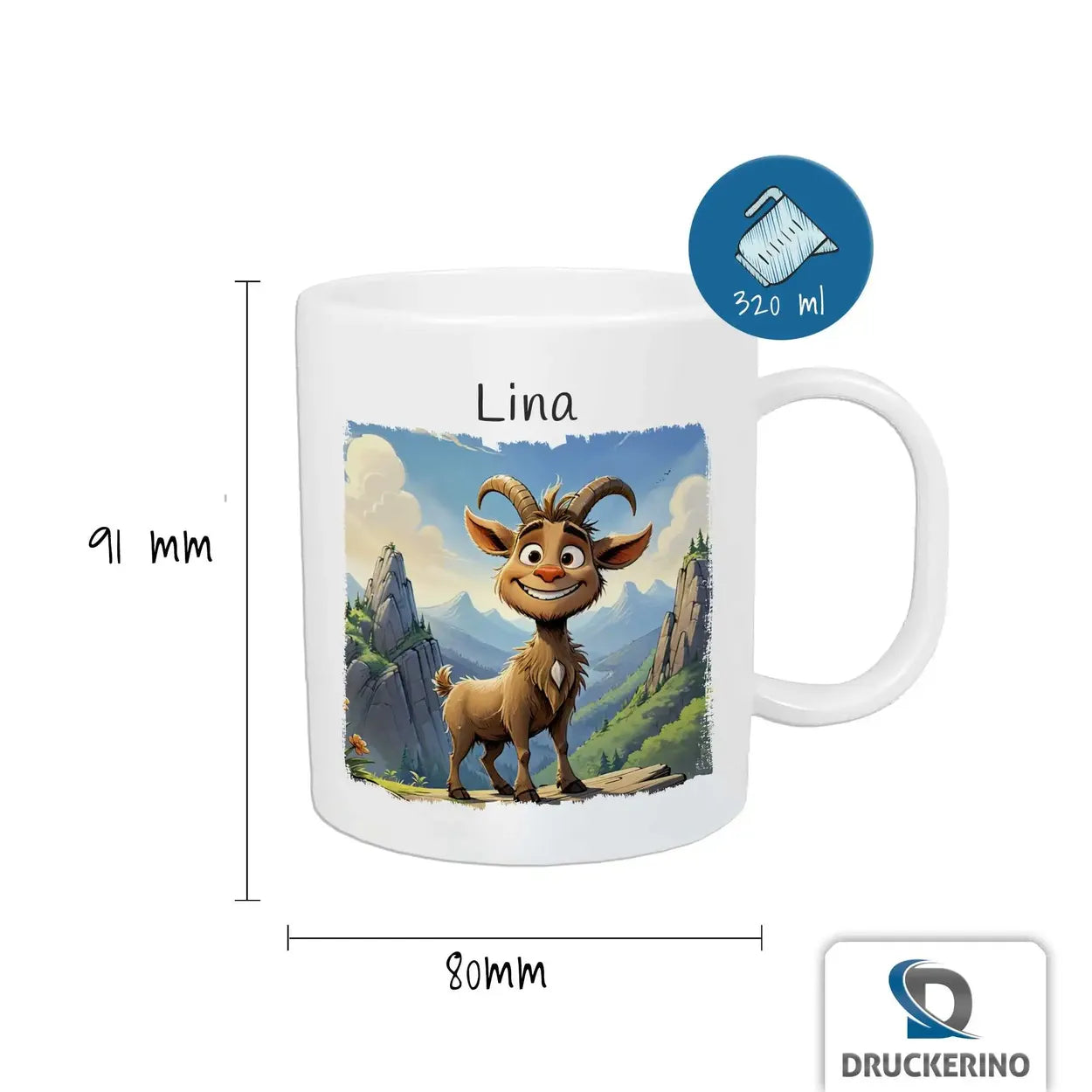 Abenteuer Bock - Kindertasse mit Namen - Tasse personalisiert Kunststofftassen Druckerino   