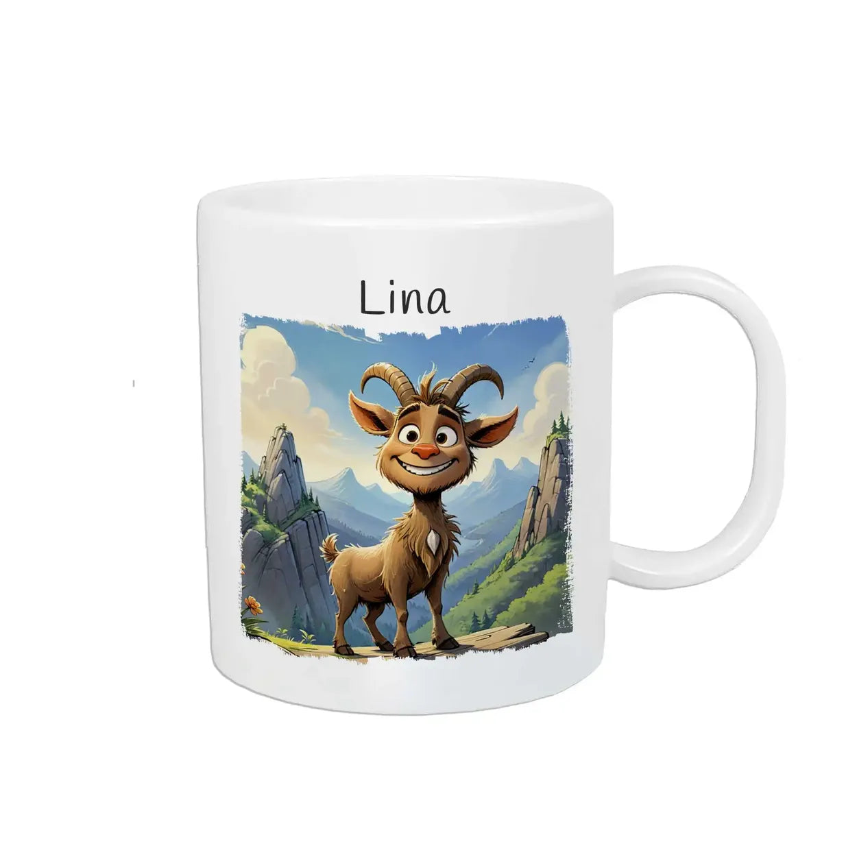 Abenteuer Bock - Kindertasse mit Namen - Tasse personalisiert Kunststofftassen Druckerino   