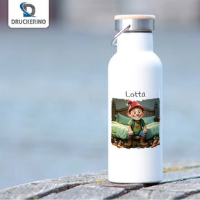 Abenteuerinsel Thermo Trinkflasche für Kinder personalisiert Thermoflasche Druckerino   