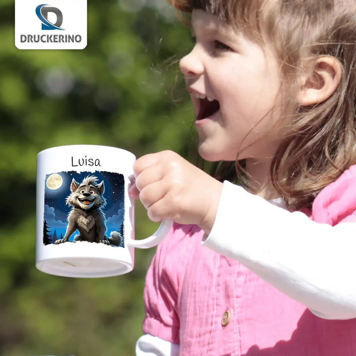 Tasse für Kinder | Mondlicht-Heuler | Abschiedsgeschenke im Kindergarten | personalisierte Becher | 320ml Kunststofftassen Druckerino   